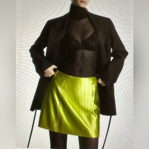 COS chartreuse mini skirt - size large NWT